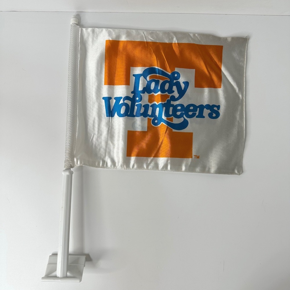 Vtg University of Tennessee Lady Volunteers Car Window Flag Vols